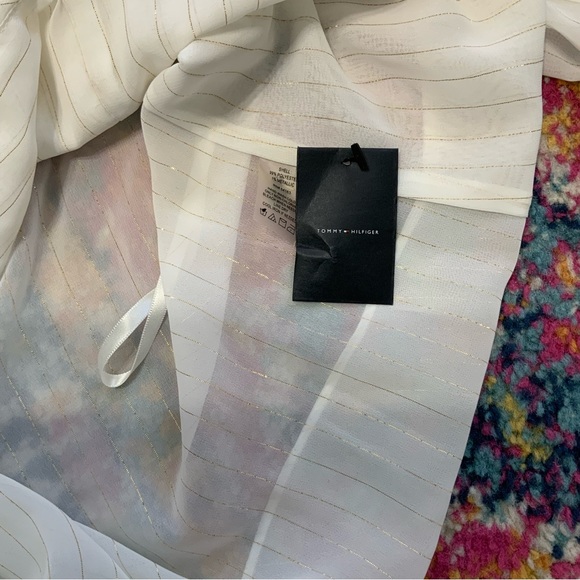 Tommy Hilfiger Metallic Shimmer Ruffle Front Blouse - Picture 7 of 14